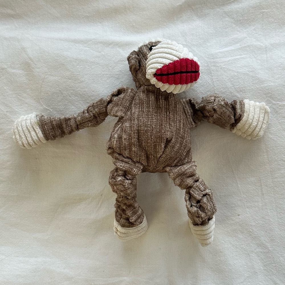 6 for $25 - Huggle Hounds Sock Monkey Dog Toy - Small